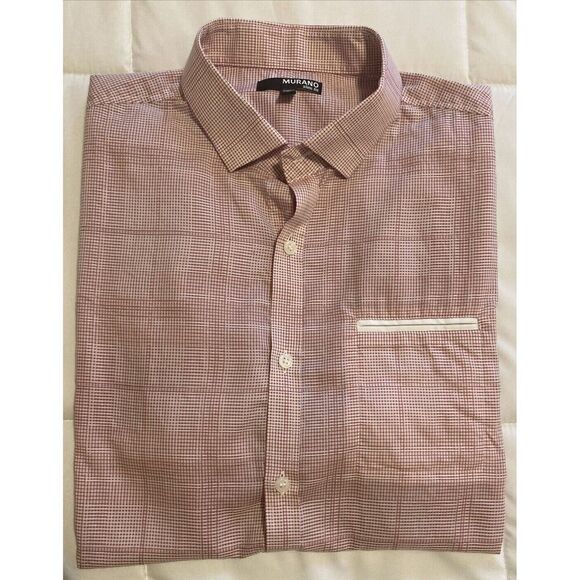 Murano Performance Mens Large Red Plaid Short Sleeve Collared Shirt - Picture 1 of 14